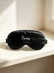 1pc Customized Eye Mask, Suitable For Napping, Sleeping, And Other Occasions, Lightweight And Comfortable, Ideal Gift For Couples. This Eye Mask Is Unique, Soft, And Exquisite, With A Solid Color Design, Simple And Fashionable, Supporting DIY, Creative, Niche Style, Suitable For Birthday, Valentine's Day, Mother's Day, Teacher's Day, Halloween, Christmas, And Other Occasions, Also A Great Travel Essential. It Also Includes Travel Accessories. - Black - View 3