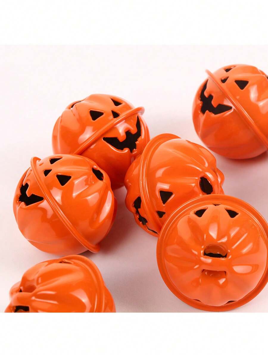 5 Stück Halloween Kürbis Glocken, lustige Kürbis Glocken, Haustier Schlüsselanhänger, Kleidungszubehör Anhänger, Halloween Dekorationsglocken - Mehrere Stile - Übersicht 1