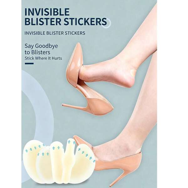 10pcs Transparent Heel Pads, Invisible Thickened Toe Anti-Friction Pads, High Heel Anti-Friction Gel Pads, Waterproof Blister Relief Pads, Pain Relief Pads, Heel Protectors, Forefoot Gel Cushioning Pads, Suitable For Camping And Travel