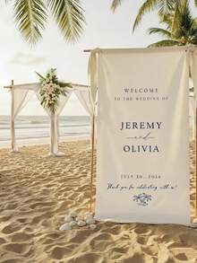 Custom Wedding Welcome Sign, Wedding Fabric Welcome Banner, Modern Wedding Welcome Banner, Fabric Sign Custom Wedding Banner, Bohemian Wedding, Bridal Shower Sign Personalized Name Custom Wedding Sign, Custom Minimalist Welcome Sign, Fabric Welcome Sign, Wedding Decor, Custom Fabric Wedding Sign, Personalized Party Decor, Minimalist Sign, Fabric Sign, Wedding Welcome Sign - Multicolor - View 3