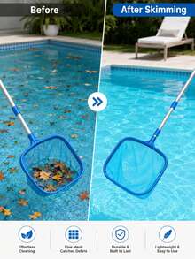 1 Stück Pool-Skimmer-Netz mit Teleskopstange, feinmaschiger Laub-Rechen zum Entfernen von Schmutz, Blättern & Insekten, leichtes Pool-Reinigungsnetz für oberirdische & eingebaute Pools, Spa, Teich, Garten-Sommer-Pool-Wartungsbedarf, schnelle Pool-Reinigung - mehrfarbig - Übersicht 3