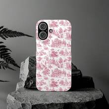 Slim Pink Retro French-Style Phone Case, Suitable For IPhone16 Pro Max|  15 Cases|  15 Pro Max Phone Case, 14, 14 Pro - White 1 - View 1