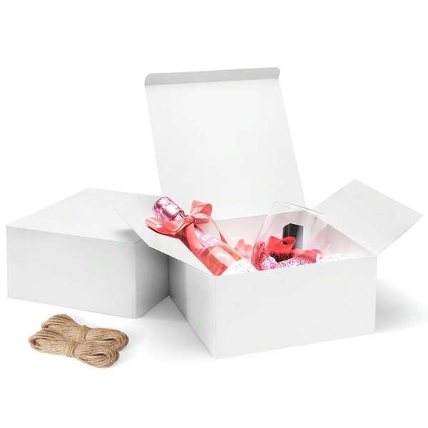4/10pcs Gift Box With Lid, White Cardboard Proposal Gift Box, Suitable For Halloween, Christmas, Back To School, Birthday Party