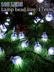 Solar LED String Light-20/50/100LED, 8 Lighting Modes, IP65 Waterproof Fairy Light, 5/7/12/22M, Outdoor Solar Crystal Ball Light String, Gardens, Courtyards, Camping, Weddings,Halloween,Parties,Festivals,Fences,Christmas Decorations, Holiday Wreaths - Solar-powered Crystal Ball Light String - View 19
