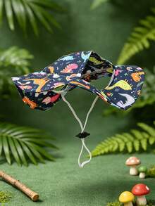 Deep Blue Multicolor Dinosaur Polyester Sun Hat, Ear-Exposed Design, Sun Protection Function. Dog Hat, Pet Essential Item. Suitable For Small Dogs To Wear Outdoors All Year Round. - Multicolor - View 11