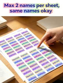 60pcs Customized Name Stickers With Holographic Waterproof Film For Stationery Notebooks Pens Water Bottles Folders, Multi-Purpose Labels, Teacher Gift - Multicolor - View 3
