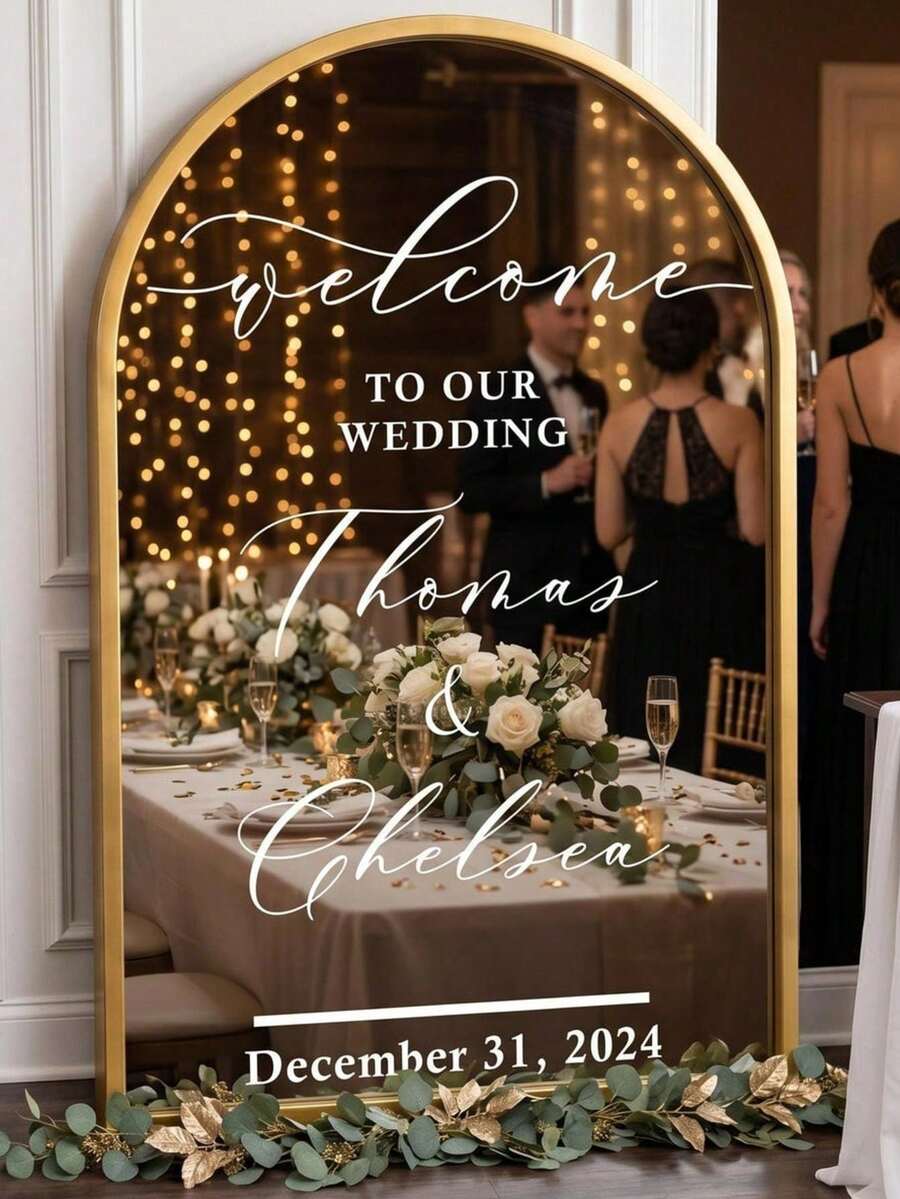 Custom Mirror Sticker Wedding Seating Chart Sticker - Wedding Sign Decoration DIY Wedding Sticker, Gift For Boyfriend, Mom, Friends, Tea Room, Home, Garden, Office, Graduation, Housewarming, Christmas Decoration, Home Decor Gift