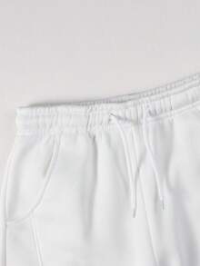 1pc Girls Teen American Street Style Creative Structure Outdoor Casual Loose Wide Leg Long Pants - White - View 5