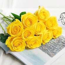 1/20 Stücke Valentinstag Geschenk Künstliche Rosenblumen, hochwertige künstliche Rosen, geeignet für Heimdekoration, Raumdekoration, Tischdekoration, Hochzeitsdekoration, Brautstrauß, Handgelenks-Corsage, Straußherstellung, Zuhause, Restaurant, Schlafzimmer, Vasendekoration Strauß - Gelb - Übersicht 6