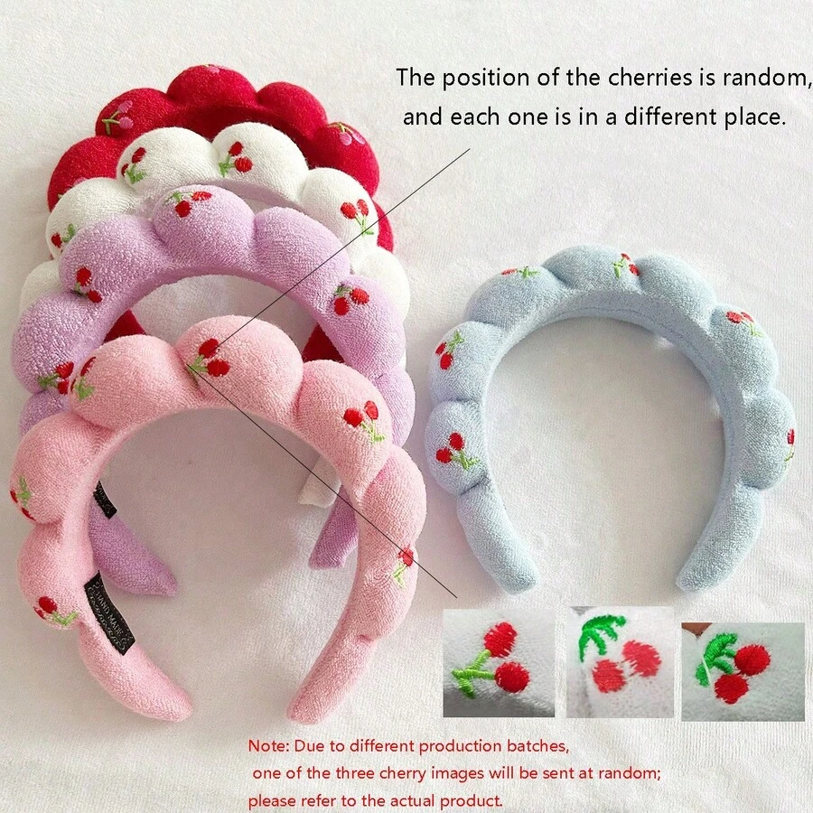 1pc Cute Cherry Sponge Headband, Sweet Women's Beauty Yoga Multi-Functional Hair Accessory, Daily Wear Hair Accessory - Multicolor - View 1