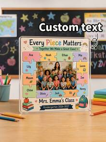 1 buah Puzzle Blok Akrilik Guru yang Dipersonalisasi, Foto Kelas TK Kustom, Hadiah Kembali ke Sekolah untuk Guru, Hadiah untuk Guru, Puzzle Akrilik, Tanda Meja Guru, Hadiah Kembali ke Sekolah, Hadiah yang Dipersonalisasi - MultiWarna - View 1