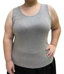 Women's Basic Sleeveless Tank Top With A Round Neckline, Made Of Ribbed Knit Fabric, Highly Stretchy, Regular Length. - Grey - View 2