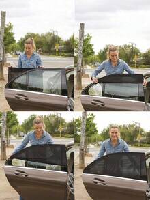 Universal Car Sunshade Accessories Side Window Curtains Front & Rear Window Sunshades UV Protection Sunshade Mosquito Net Heat Insulation Sunshade Reflective Sunshade Film Suitable For Cars SUV (Please Compare Window Size) - A - View 3