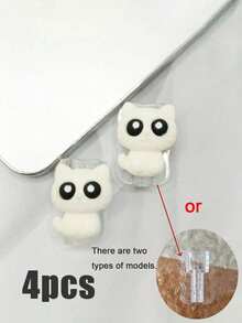 4pcs Cute Cat Design Data Cable Protector, Durable, Tear-Resistant, Perfect Gift For Christmas, New Year Or Birthday, Phone Charger Accessory, Desktop Cable Management, Fun Cable Protector - Black and White - View 10