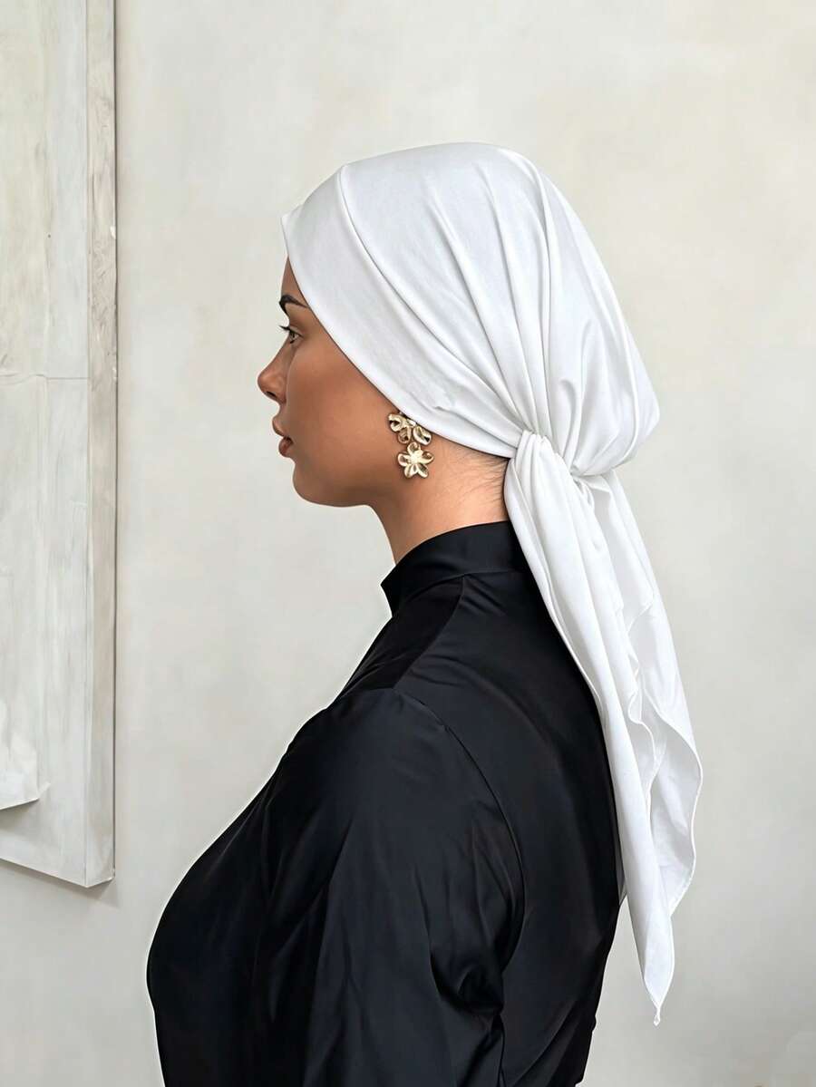 1 Stück einfarbige Damen-Hijab-Kappe im klassischen arabischen Stil des Nahen Ostens, modisch, elegant, lässig und vielseitig, mit Schleife, breiter Krempe und gebogenem Turban-Design, geeignet für den täglichen Outdoor-Gebrauch