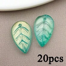 20pcs Glass Leaf Pendant Jewelry Making DIY Earrings Pendant Various Design Charms For Jewelry Making Bracelets Necklace - Multicolor - View 13