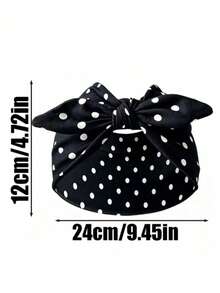 1/5pcs Back To School Polka Dot Rabbit Ear Headband Set, Wide Knot Headband, Elastic Bow Hair Tie, Cute Women's Hair Accessories, Autumn/Winter Vacation Style - Multicolor - View 7