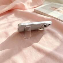 1pc Transparent Painted Mirror Phone Stand Makeup Mirror, Fashion Adhesive Foldable Mirror Back Sticker, Horizontal & Vertical Dual-Use Portable Desktop Stand - Multicolor - View 10