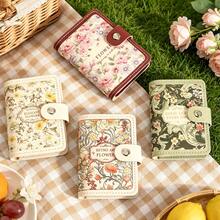 Vintage Oil Painting Floral Card Holder, PU Leather Button Closure, RFID Blocking Multi-Slot Card Wallet, Passport And Document Travel Organizer - Multicolor - View 3