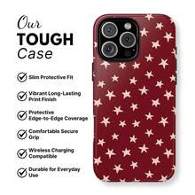 Starway Phone Case| Red Vintage Star Pattern|    IPhone17 Pro Max  IPhone16 15 14  IPhone13 12 Mini Version - White 1 - View 2