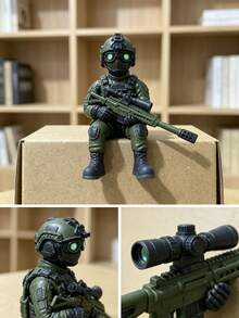 1pc Sitting Tactical Soldier Figurine, Soldier Display Statue With Night Vision Goggles, Collectible Decor, Multi-Purpose Home Decoration, Bookshelf Display, Game Room Desktop Ornament, Graduation Gift, Gift For Military Enthusiasts And Fans - Soldier - View 5