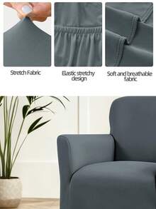 1pc Solid Color Milk Silk Stretch Fabric Stretch Sofa Cover, Elastic, Breathable And Comfortable Fabric,Dust-Proof, Suitable For Bedrooms, Living Rooms, Hotels, And Clubs, All Seasons. - Dark Grey - View 4