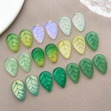 20pcs Glass Leaf Pendant Jewelry Making DIY Earrings Pendant Various Design Charms For Jewelry Making Bracelets Necklace - Multicolor - View 5