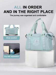 30L Large Capacity Travel Bag, Durable Waterproof Nylon Material, Lightweight Travel Bag Shoulder Bag Tote Bag, Multiple Compartments And Pockets, Built-In Dry/Wet Separation Bag, Independent Shoe Compartment, Suitable For Outdoor Camping Travel, Short Weekend Trips, Outdoor Commuting, Unisex, Available In Small And Large Sizes - Multicolor - View 5
