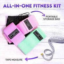 Hip Resistance Band Set, 3 Levels Non-Slip Elastic Exercise Rings For Glutes, Legs, Thighs And Buttocks, Portable Fitness Training Bands, Suitable For Yoga, Gym, Home Workouts, With Storage Bag - Multicolor - View 5