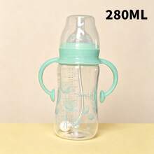 1 pieza/2 piezas Biberón de vidrio para bebé resistente al calor hasta 400℃ esterilizable con tetina de silicona anti-cólico y pajita con bola de gravedad 180ml/280ml apto para bebés de 6 meses en adelante - Multicolor - Ver 13