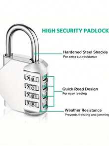 1/2pcs Combination Lock For Storage Cabinet, 4-Digit Combination Padlock, Combination Lock, Suitable For School Lockers, Gym, Doors, Storage Rooms - Black And Silver Resettable Combination Lock, Suitable For Toolboxes, School Lockers And Luggage, Storage Cabinet Lock, Padlock, Lockers, Helmets, Backpacks, Luggage, Locks, Heart Gifts - Multicolor - View 3