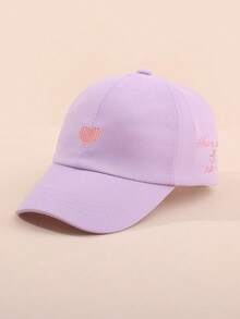 1pc Kids' Solid Color Casual Fashion High Ponytail Sun Protection Baseball Cap - Purple - View 5