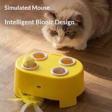 Mainan Penggoda Kucing Interaktif Pintar, Tongkat Penghilang Kebosanan untuk Menghibur Diri Sendiri dengan Bulu Buatan, Tahan Lama dan Tahan Gores, Dapat Diisi Ulang USB, Cocok untuk Bermain di Dalam Ruangan untuk Kucing Kecil, Sedang, dan Besar - Hijau - View 2