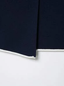 CAREE Women's Spring/Summer Navy Blue Contrast White Trim Knit Skirt ...