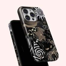 Dark Gothic Style Phone Case, Black Cat Surreal Starry Sky Collage, Suitable For IPhone17, IPhone16, 15, 14, IPhone13, 12, 11 Pro Max,  Galaxy S25, S24, S23 Ultra - White 1 - View 2