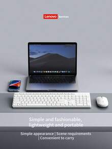 Lenovo 2.4G无线键盘鼠标套装，105键，纤薄简约时尚设计，适用于商务办公、家庭、笔记本电脑、平板电脑等。 - 白色 - 查看 7