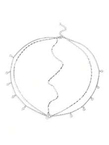 1pc Multi-Layer Rhinestone Pendant, Premium Feel, Minimalist Bridal Dress, Shiny Hair Accessory, Forehead Ornament, Women - Multicolor - View 7
