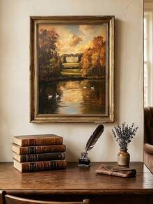 1 Stück Herrenhaus Wandkunst, Landhaus, stimmungsvolle Herbstlandschaft, Stolz & Vorurteil Wandkunst Muster, ideales Geschenk, geeignet für Schlafzimmer, Wohnzimmer, Büro, Wandkunst, Wanddekoration, Heimdekoration, Raumdekoration, Leinwand Wandkunst, Poster, Wandkunst mit Rahmen, optionaler Rahmen - 1 Stück - Übersicht 4
