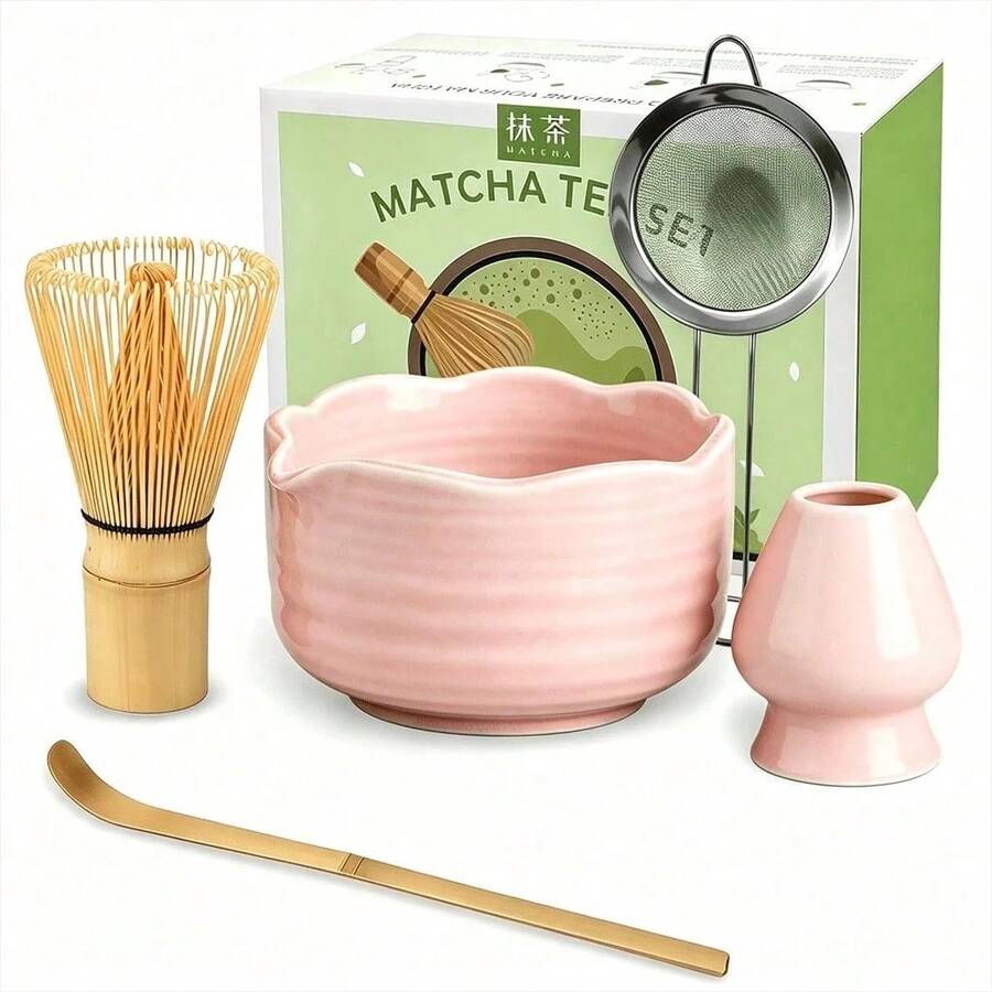 1pc/5pcs Japanese Kiln-Glazed Matcha Tea Set With Matcha Bowl, Matcha Whisk, Matcha Cup, Stirrer, Tea Spoon, Tea Bowl, Matcha Brewing Tools, Dessert & Drink Making Tools, Japanese Gift Box, Chengzhinoye Matcha Whisk Set, Holiday Gift, Exclusive Gift For Matcha Lovers - Multicolor - View 1