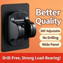 No-Drill Shower Head Holder Adjustable Multi-Position Universal Shower Head Base Fixer - Black - View 5