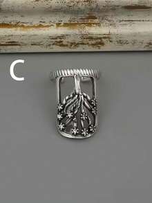 XYHEALER 1/4 buah Cincin Kuku Terbuka Wanita Perak Vintage, Set Cincin Cakar Ujung Jari Gaya Gothic Punk, Penutup Kuku Desain Ular/Kucing/Pohon Perhiasan yang Dipersonalisasi - MultiWarna - View 11