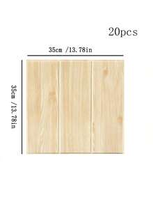 [3D Wood Grain Vinyl Wall Stickers] 20pcs 3D Wood Grain Vinyl Wall Panels - Removable & Waterproof Self-Adhesive Foam Wall Stickers - Easy Installation For Interior Decor In Various Shades - Wood Grain 20pcs - View 15