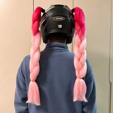 Helmet Decorative Wig Braids With Suction Cup And Double-Sided Adhesive, Motorcycle Helmet Braids, Bicycle Helmet Braids Hair Extensions In Multiple Colors (Helmet Not Included) - Multicolor - View 2