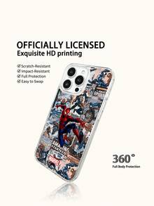 Miniso Marvel 蜘蛛人鋼鐵人卡通男款手機殼，具備磁吸充電功能，適用 iPhone 17 Pro Max/17 Pro/Air/16 Pro Max/15 Plus/14/13/IP 17/15Pro/12 Pro/11/16 Plus/XR，Apple 防摔防刮保護殼 - 透明2 - 查看 4