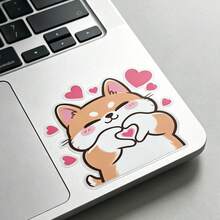 Cute Shiba Inu Dog Sticker – Kawaii Cartoon Puppy Making Heart Shape With Paws Vinyl Decal Waterproof For Laptop Water Bottle Notebook Skateboard Helmet Cup Tumbler – Adorable Love Pet Gift For Girls Teens Dog Lovers - View 1