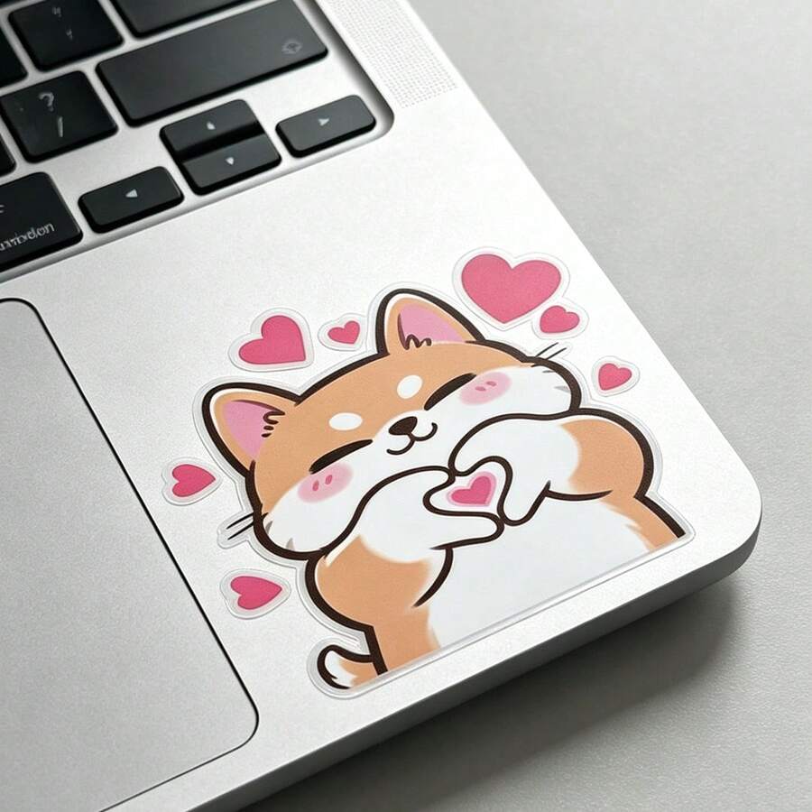 Cute Shiba Inu Dog Sticker – Kawaii Cartoon Puppy Making Heart Shape With Paws Vinyl Decal Waterproof For Laptop Water Bottle Notebook Skateboard Helmet Cup Tumbler – Adorable Love Pet Gift For Girls Teens Dog Lovers - View 1