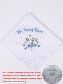 Wedding Embroidered Handkerchief With Fan-Shaped Lace Edge Design, Fun Blue Accessory For Bride's Wedding Day, Gift For Mother Of The Bride, Summer Birthday, Beach, Back To School Season, School Supplies, Room Decor - Multicolor - View 11