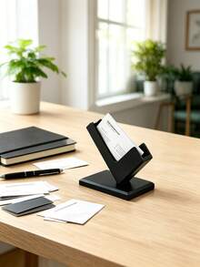1pc Industrial Style Creative Business Card Holder, Desktop Business Card Display Rack, Minimalist Office Storage, Suitable For Office/Workstation Decor, Business Card Holder - Multicolor - View 2