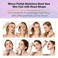 2pcs Lymphatic Detox Brush, Facial Contour Care Brush, Heart-Shaped Stainless Steel Gua Sha Board, For Facial Gua Sha - View 6