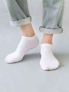 10 pares de calcetines cortos invisibles de verano para hombre en blanco y negro, simples, prácticos y multifuncionales - Negro - Ver 5